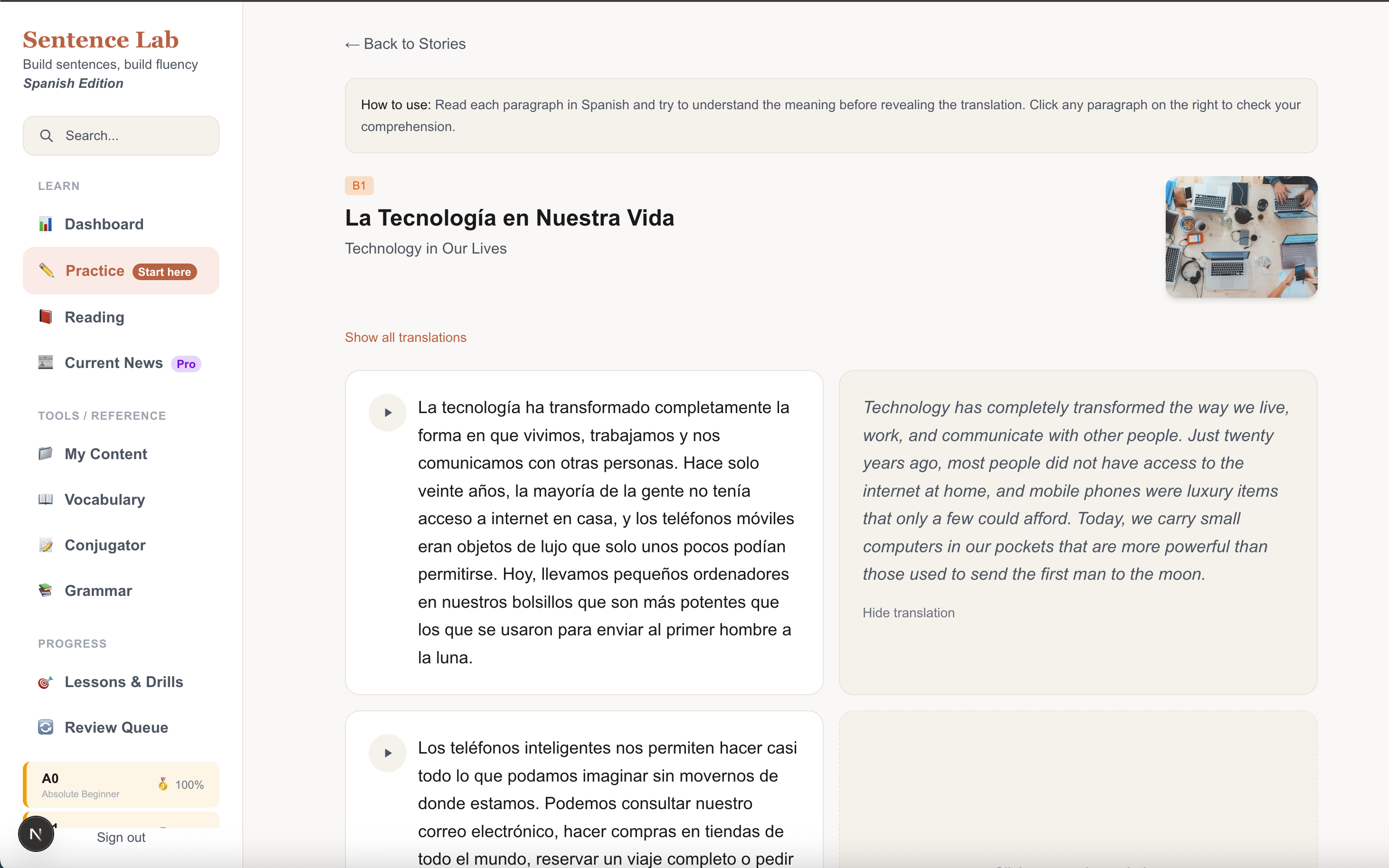 Read stories in Spanish with translations